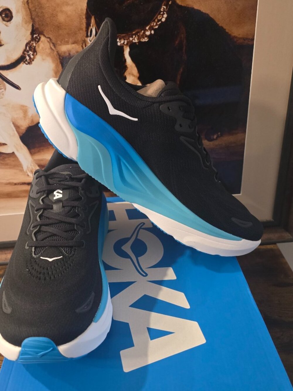 Hoka One One Arahi 8 1168690-BKSK Black Blue Running Shoes Sneakers Mens 11 NEW